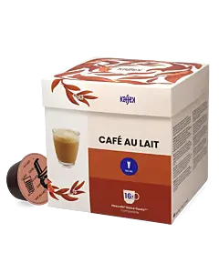 Kaffekapslen Caf&Atilde;&copy; Au Lait package and capsule for Dolce Gusto