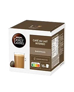 Nescaf&Atilde;&copy; Caf&Atilde;&copy; Au Lait Intenso package and capsule for Dolce Gusto
