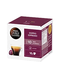 Nescaf&eacute; Doppio Espresso pakke og kapsel til Dolce Gusto
