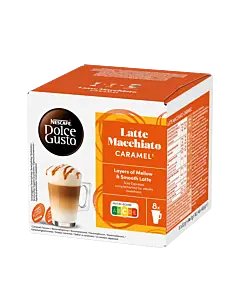 Nescaf&Atilde;&copy; Latte Macchiato Caramel package and capsule for Dolce Gusto
