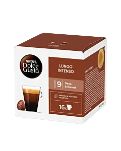Nescaf&eacute; Lungo Intenso pakke og kapsel til Dolce Gusto