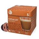 Kaffekapslen CafÃ© Au Lait package and capsule for Dolce Gusto