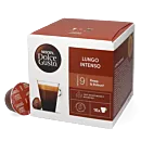 Nescafé Lungo Intenso pakke og kapsel til Dolce Gusto