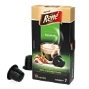 CafÃ© RenÃ© Hazelnut package and capsule for NespressoÂ®