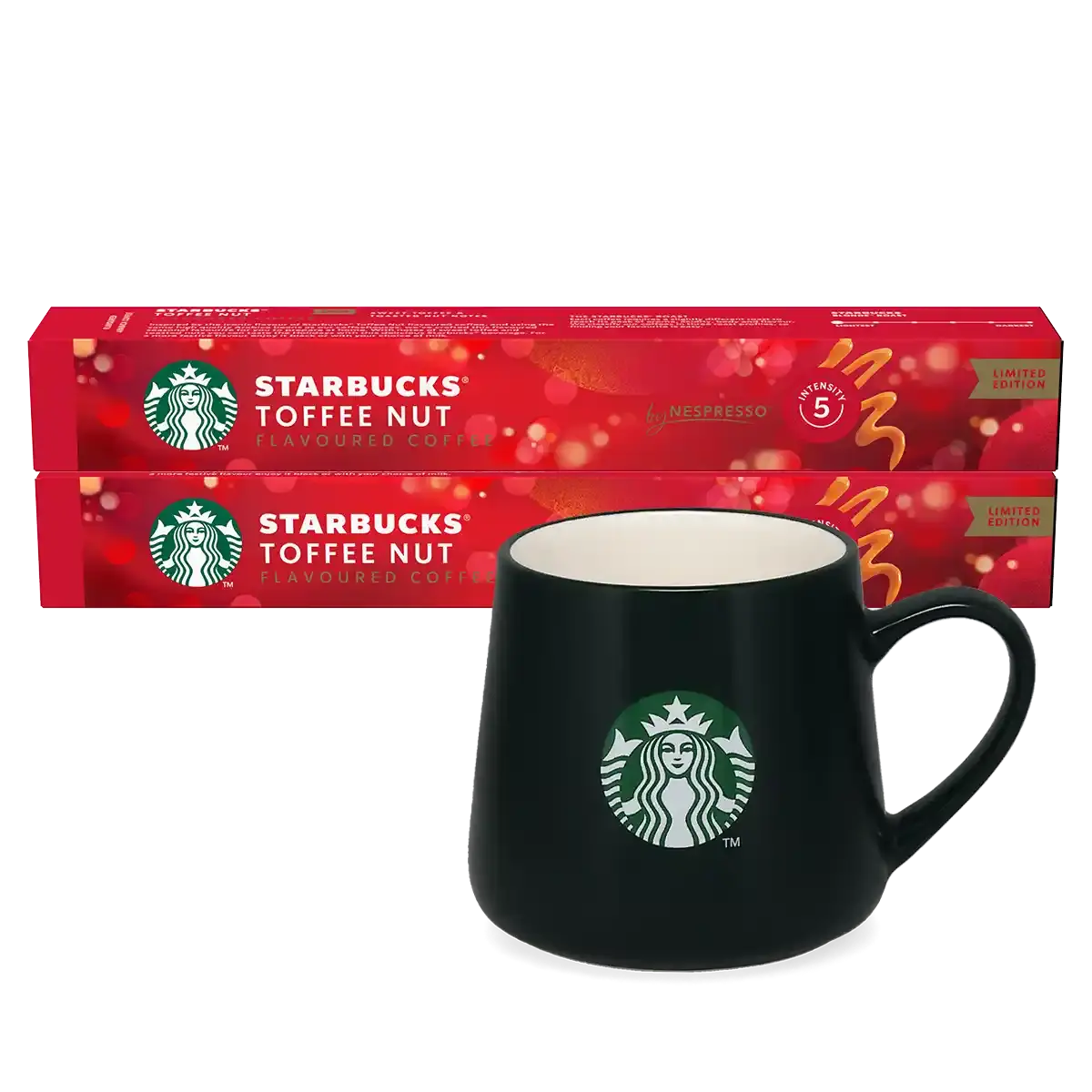 Toffee Nut + mørkegrønt krus-pakke
