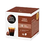 Nescafé Lungo Intenso pakke og kapsel til Dolce Gusto