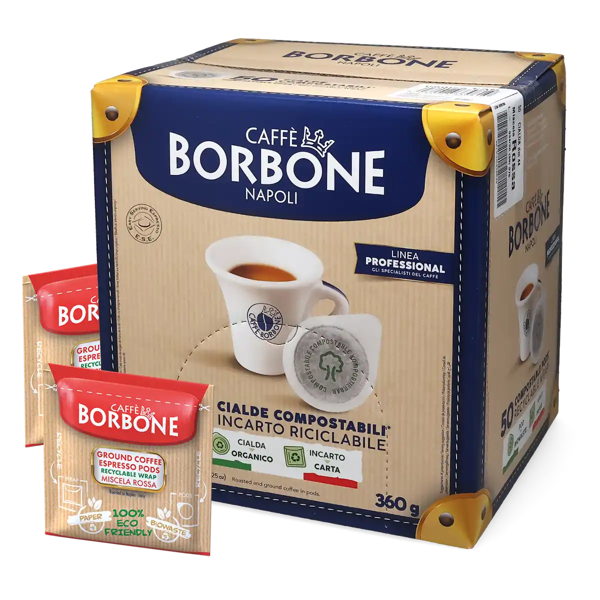 Caffè Borbone | Rossa Genanvendelig indpakning - 50 E.S.E. pods